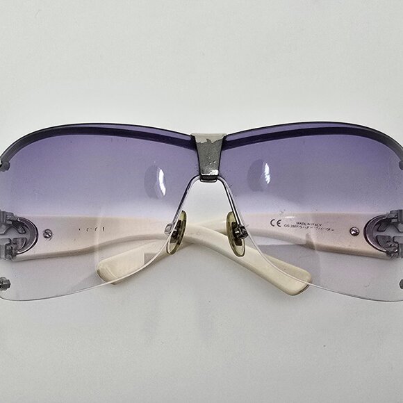 Gucci GG2807/S 6LB29 White Silver Rhinestone Frame Purple Gradient Sunglasses - Picture 11 of 13